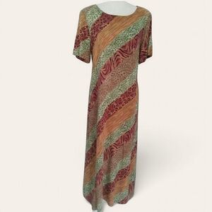 Vintage Teddi Maxi Dress Size L Mixed Animal Print Leopard Tiger Fairy Grunge